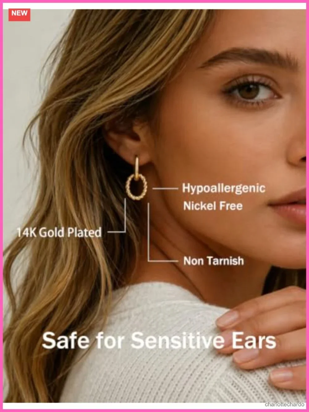 14K Gold Plated Earrings Set for Women, Hypoallergenic Stacking Earrings